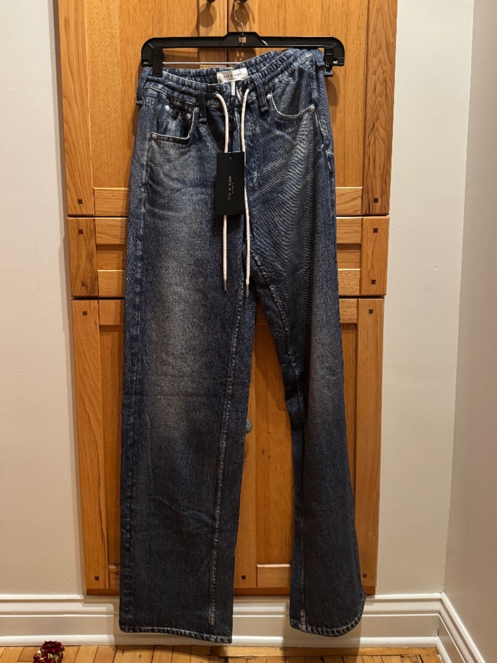 Rag and Bone Miramar Wide-Leg Drawstring Jean Pant in Lakewood XS
